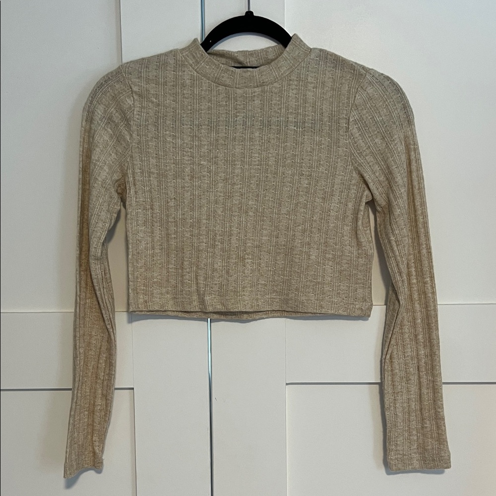 Dress Forum Ribbed Beige Crop Top